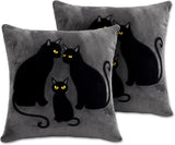 Halloween Pillow Covers 18x18 Set of 2, Gray Black Cat Cases