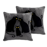 Halloween Pillow Covers 18x18 Set of 2, Gray Black Cat Cases