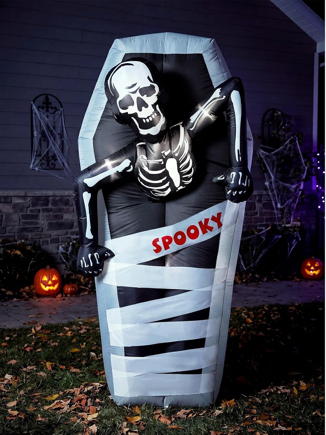 7FT Halloween Inflatable Outdoor Decorations, Blow Up Tombstone with Built-in Bright LEDs, Yard Lawn Garden Party Decor