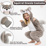 Kids Squirrel Costume for Girls & Boys - 3D Hooded Animal Jumpsuit for Halloween Party