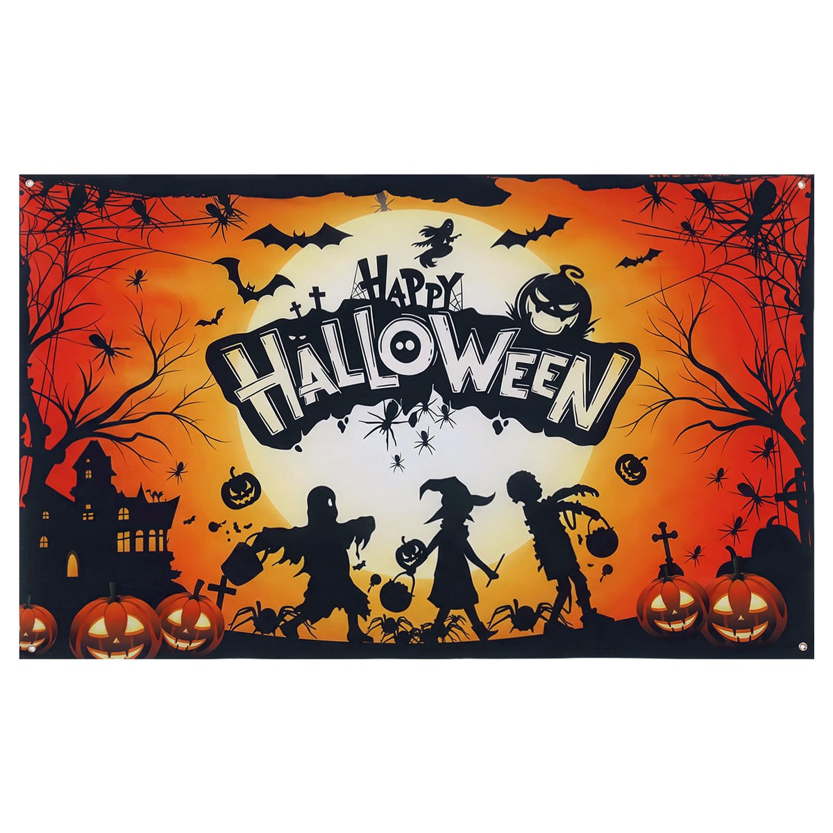 Happy Halloween Banner, Orange Pumpkin Halloween Backdrops