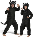 Adult Night Dragon Onesie Costume - 3D Hooded Animal One-Piece Pajama for Halloween Men Women