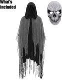 Grim Reaper Costume for Men Women Adult Scary Hooded Cloak Halloween Cape Cosplay Costumes