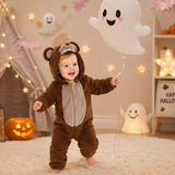 Toddler Brown Bear Costume for Girls & Boys - 3D Hooded Animal Jumpsuit for Halloween Party