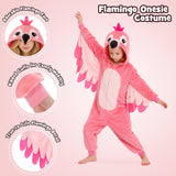 Kids Flamingo Costume for Girls & Boys - 3D Hooded Animal Jumpsuit for Halloween Party