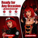 Short Red Bob Wig with Bangs for Women