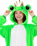 Adult Frog Onesie Costume - 3D Hooded Animal One-Piece Pajama for Halloween Men Women