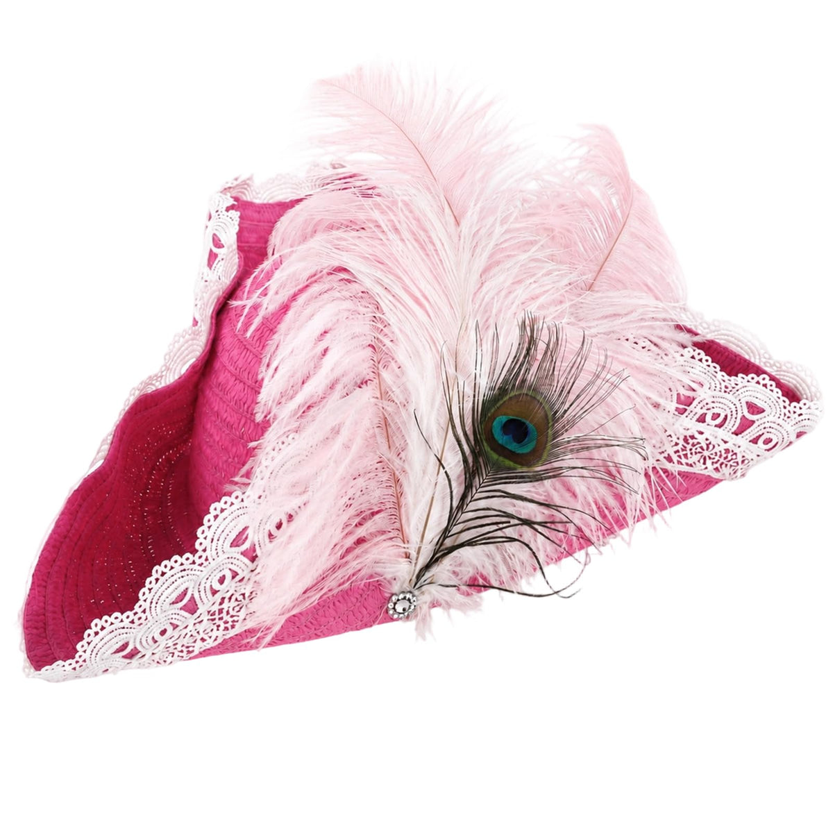 Medieval Pirate Hat with Lace and Feather for Women