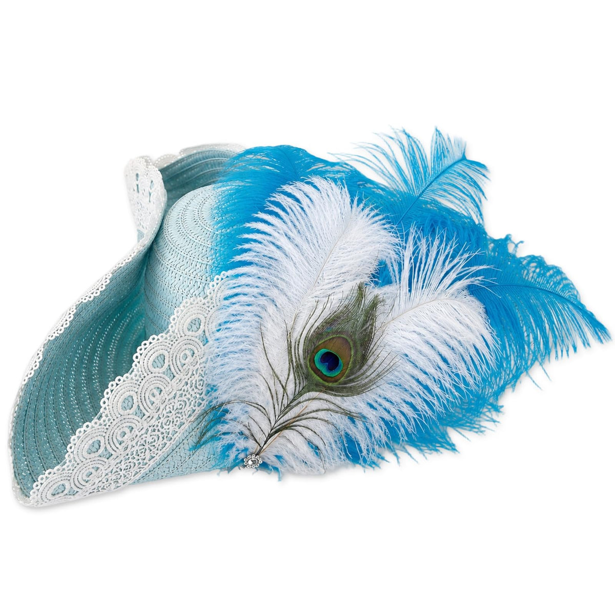 Medieval Pirate Hat with Lace and Feather for Women