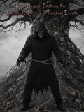 Grim Reaper Costume for Men - Hooded Black Robe with Chains & Light-Up Skull Mask for Halloween Party