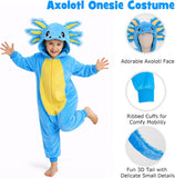 Kids Axolotl Costume for Girls & Boys - 3D Hooded Salamander Jumpsuit Costume for Halloween Party