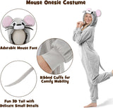 Adult Mouse Onesie Costume - 3D Hooded Animal One-Piece Pajama for Halloween Men Women