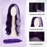 Halloween Long Purple Wavy Wigs for Women