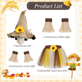 6Pcs Kids Scarecrow Costume Kit Hat Straw Skirt Cuffs