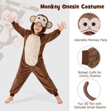 Kids Monkey Costume for Girls & Boys - 3D Hooded Animal Jumpsuit Costume for Halloween Party