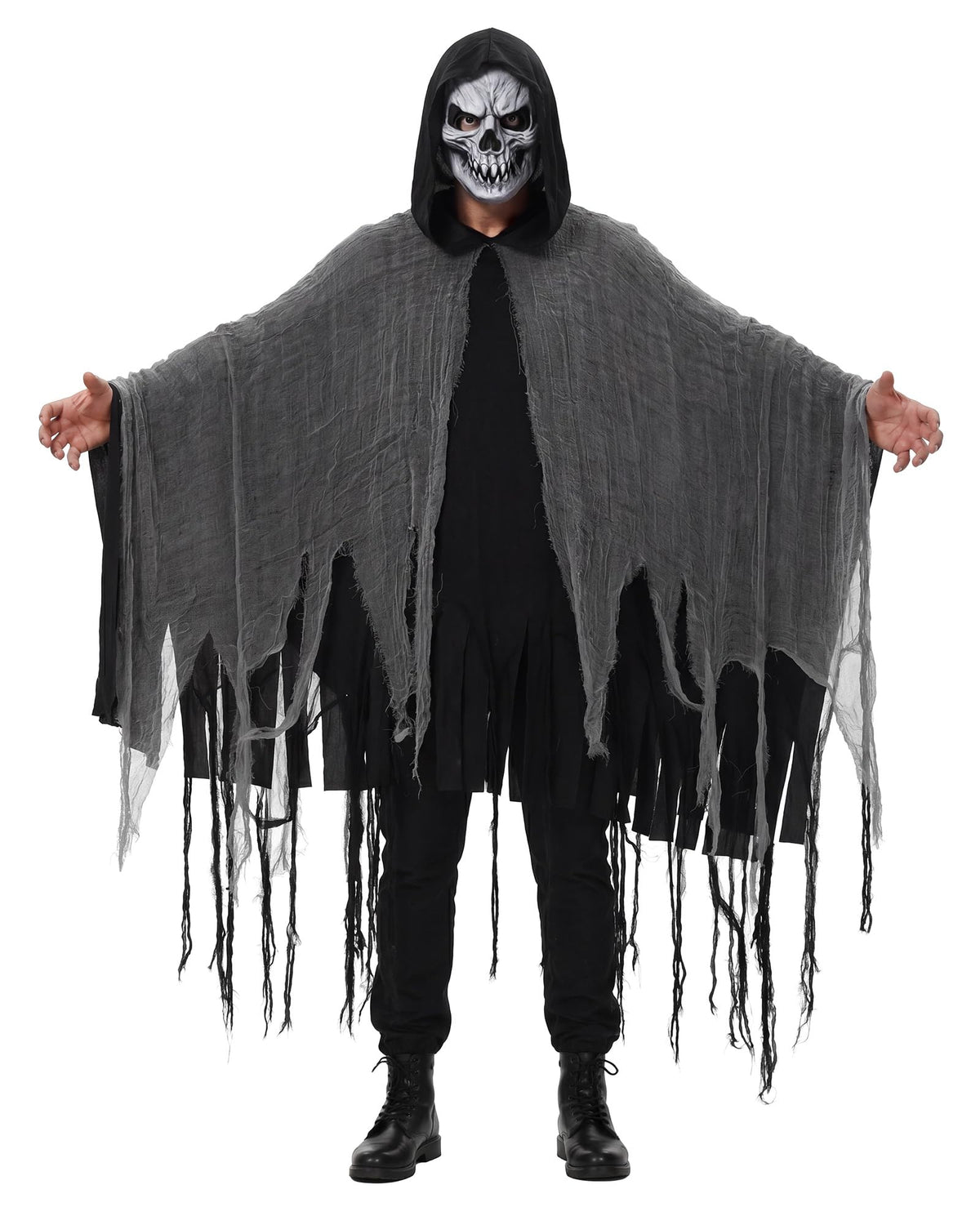 Grim Reaper Costume for Men Women Adult Scary Hooded Cloak Halloween Cape Cosplay Costumes