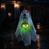 22in Light Up Ghost Dog with Pumpkin Halloween Outdoor Decor