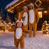 Toddler Light Brown Reindeer Costume for Girls & Boys - 3D Hooded Animal Jumpsuit for Halloween Party