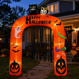9FT Halloween Inflatable Archway Outdoor Decorations, Blow Up Pumpkin Arch with Built-in Bright LEDs, Yard Lawn Garden Party Decor