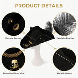 Tricorn Pirate Hat with feather