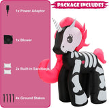 5FT Halloween Inflatable Outdoor Decorations, Blow Up Skeleton Unicorn with Built-in Bright LEDs, Yard Lawn Garden Party Decor