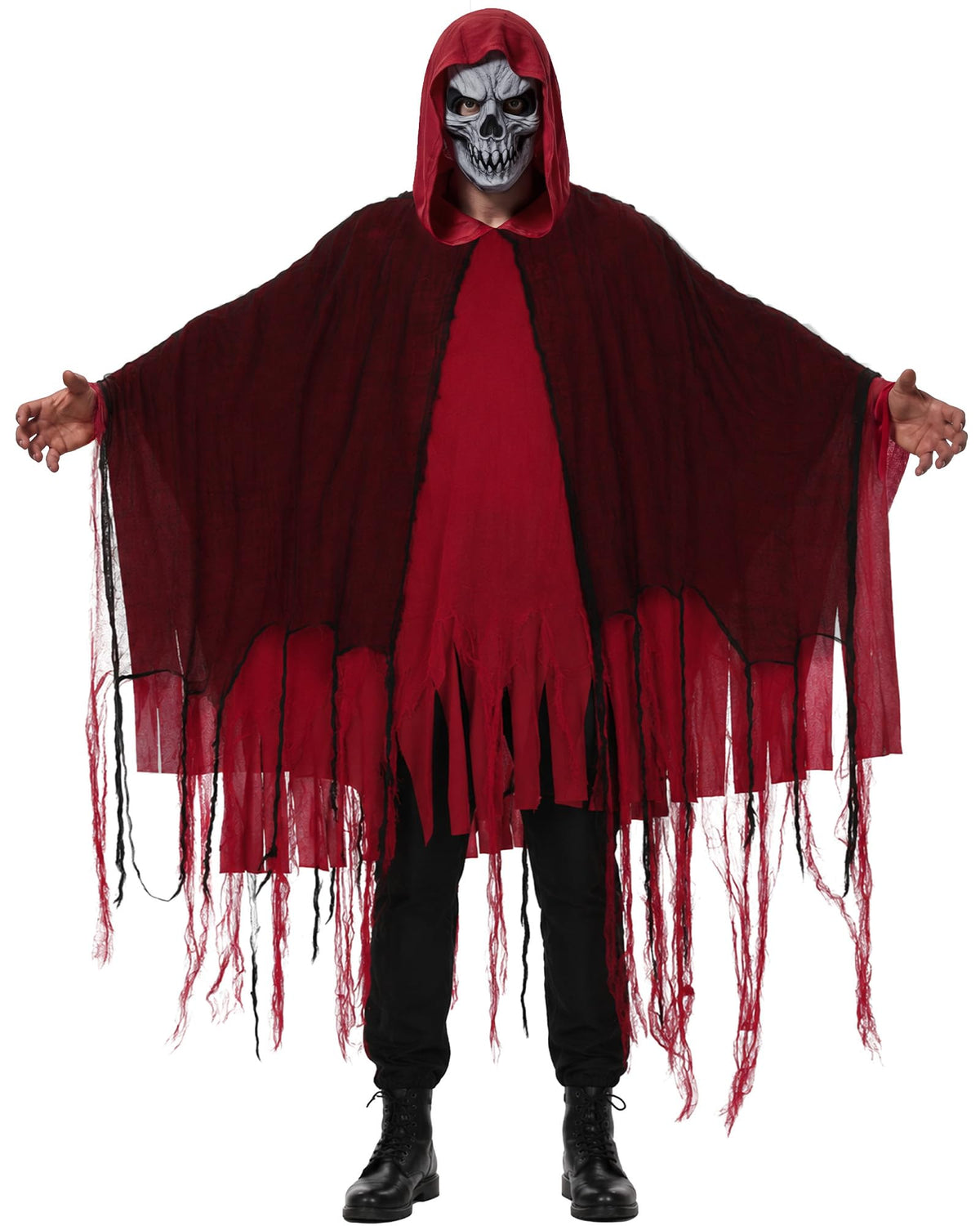 Grim Reaper Costume for Men Women Adult Scary Hooded Cloak Halloween Cape Cosplay Costumes