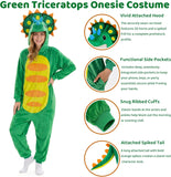 Adult Dinosaur Onesie Costume - 3D Hooded Animal One-Piece Pajama for Halloween Men Women