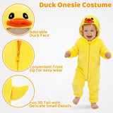 Toddler Yellow Duck Costume for Girls & Boys - 3D Hooded Animal Jumpsuit for Halloween Party