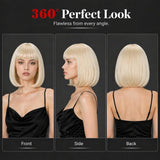 Short Blonde Bob Wig with Bangs for Women