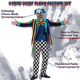 Adult Blue Scary Clown Costume for Men Halloween Horror Cosplay Dress Up Party