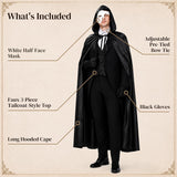 Adult Men's Black Masquerade Cape Costume for Halloween Cosplay Dress Up Party