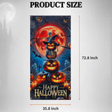 Halloween Door Cover, 73*36in Orange Pumpkin Door Decorations