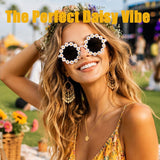 Hippie Glasses for Women, Flower Frame Costume Accessory