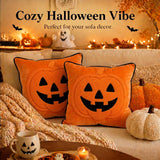 Halloween Pillow Covers 18x18 Set of 2, Pumpkin Lantern Cases