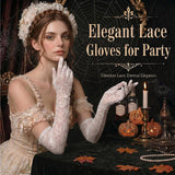 Floral Long Lace Gloves Halloween Costume for Women