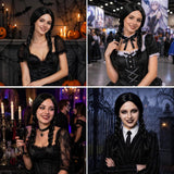 Black Braided Wig with Twin Tail for Women