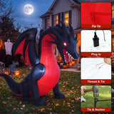 6FT Halloween Inflatable Outdoor Decorations, Blow Up Dragon with Built-in Bright LEDs, Yard Lawn Garden Party Decor