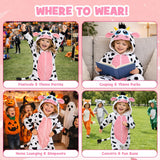 Kids Cow Costume for Girls & Boys - 3D Hooded Animal Jumpsuit Costume for Halloween Party