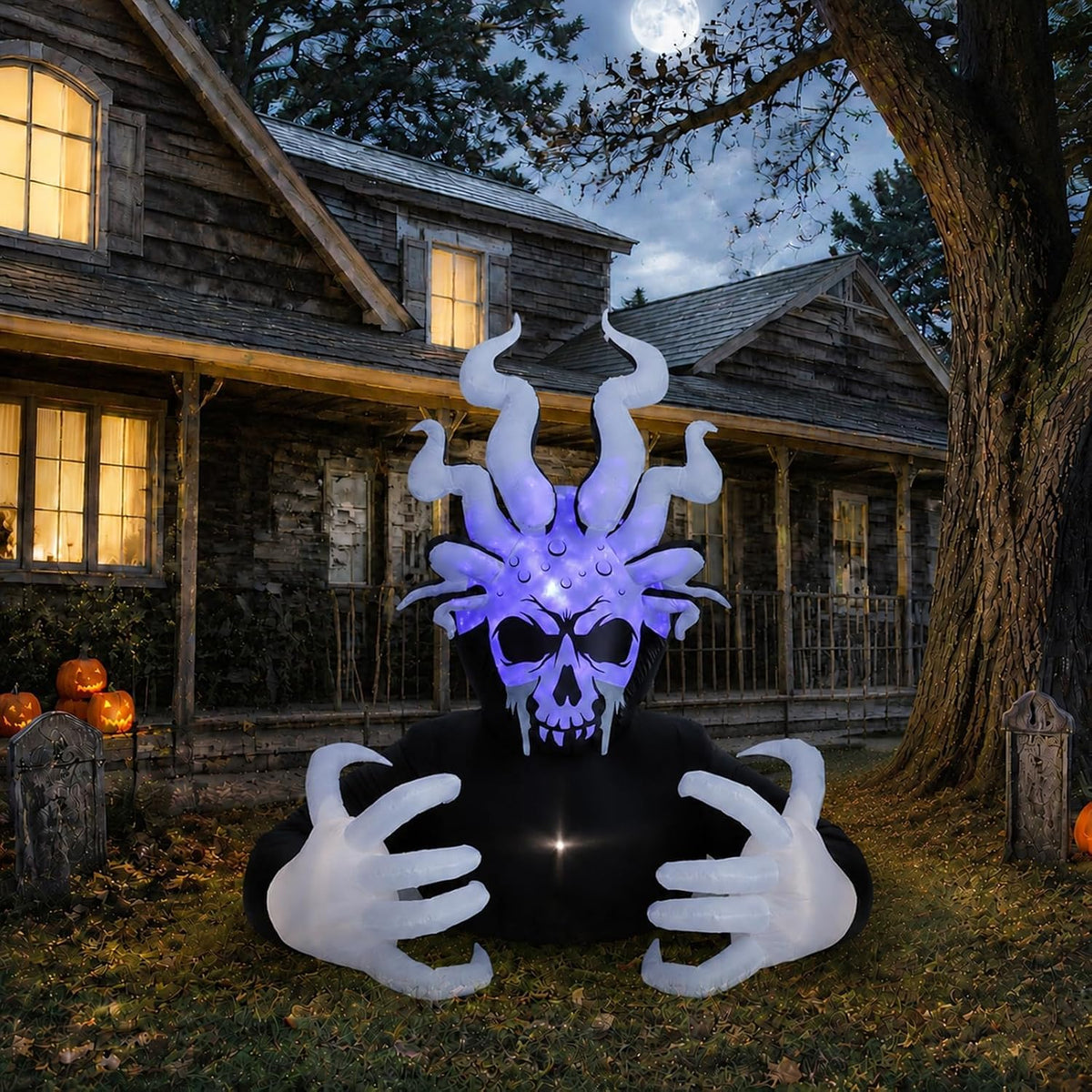 6FT Halloween Inflatable Outdoor Decorations, Blow Up Octopus Death Reaper with Built-in Bright LEDs, Yard Lawn Garden Party Decor