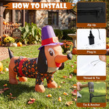 4FT Halloween Inflatable Outdoor Dog Decorations, Blow Up Dachshund with Built-in Bright LEDs, Yard Lawn Garden Party Decor