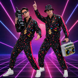 Men’s 80s 90s Retro Tracksuit Costume, Vintage Hip Hop Outfit with Accessories