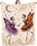 Halloween Blanket with Butterfly Skeleton Ballerinas