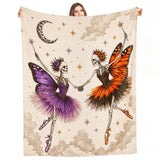 Halloween Blanket with Butterfly Skeleton Ballerinas