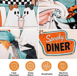 Ghost Blanket, Retro Spooky Diner Cute Halloween Blanket