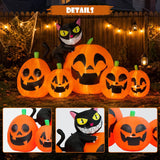 8FT Long Inflatable Pumpkin Black Cat Halloween Yard Decor