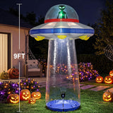 9FT Halloween Inflatable UFO Outdoor Decorations, Blow Up UFO Alien with Built-in Bright LEDs, Yard Lawn Garden Party Decor