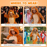 Adult Lion Onesie Costume - 3D Hooded Animal One-Piece Pajama for Halloween Men Women