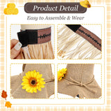 6Pcs Kids Scarecrow Costume Kit Hat Straw Skirt Cuffs