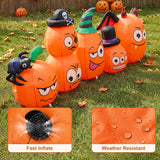 8FT Long Halloween Inflatable Pumpkin Outdoor Decorations, Blow Up Pumpkins Family with Built-in Bright LEDs, Yard Lawn Garden Party Decor