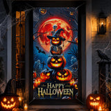 Halloween Door Cover, 73*36in Orange Pumpkin Door Decorations